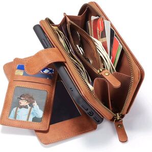 iPhone 13 mini レザーケース アイフォン13 ミニ ケース 手帳型 お財布付き カード収納 財布型 brown