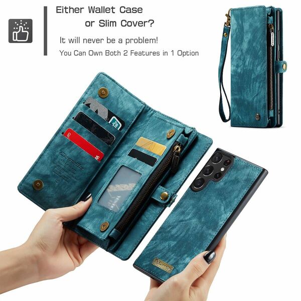 Galaxy S23 ultra レザーケース ギャラクシー s23 ウルトラ ケース SC-52D SCG20 手帳型 お財布付き カード収納 ストラップ付き ブルー