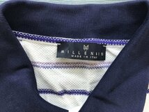 〈送料280円〉MILLENNIO メンズ イタリア製 ボーダー柄 半袖ポロシャツ L 白紺紫_画像2