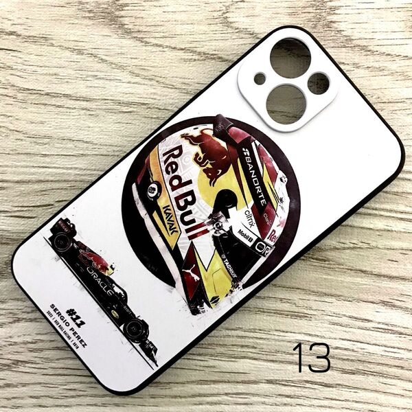 セルジオ・ペレス ヘルメット & マシン 白 iPhone 13 ケース F1 レッドブル Red Bull メキシコ