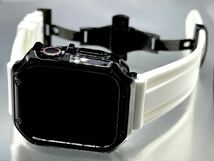 ホワイト&ブラック アップルウォッチバンド ラバーベルト Apple Watch カバー　ケース メンズ レディース 38mm40mm41mm42mm44mm45mm_画像3