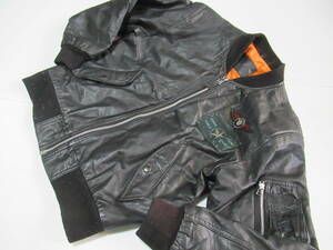  original leather MA-1 badge with cotton flight jacket black M