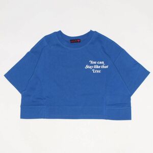 【新品】LOVETOXICラブトキシック★人気完売！前後ロゴ入ショート丈クロップド半袖Tシャツ（接触冷感）★ブルー青150Ｍ