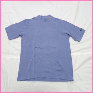 ◆PEARLY GATES/パーリーゲイツ ハイネック 半袖Tシャツ 4/メンズM～L相当/ブルー系/コットン/ゴルフウェア&0000001899