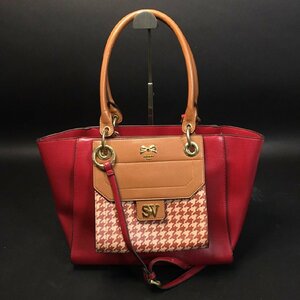 FG0613-3-3-4 Samantha Vega サマンサベガ 2way ハンドバッグ ショルダーバッグ レッド 千鳥格子 W43cm H24cm D11cm 100サイズ