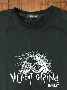 ディーヒル D/HILL × バイオレントグラインド VIOLENT GRIND Tシャツ 黒 ブラック パスヘッド PUSHEAD スケボー スケート ダウンヒル