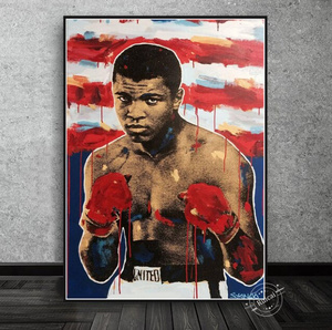  C2853 モハメド・アリ Muhammad Ali ボクサー ボクシング キャンバスアートポスター 50×70cm イラスト インテリア 雑貨 海外製 枠なし E