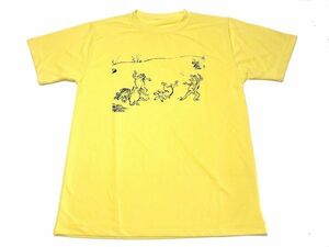 イエロー　鳥獣戯画　ドライ　Ｔシャツ　蛙　兎　カエル　ウサギ　グッズ 黄色