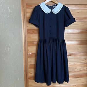  L'Est Rose short sleeves One-piece navy blue color size MTbiju- beads equipment ornament 