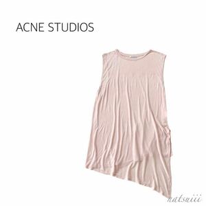 Acne Studios アクネ ストゥディオズ . アシンメトリー バイアス ノースリーブ プルオーバー カットソー ピンク 送料無料