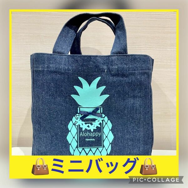 ◇USED◇ミニ トートバッグ デニム サブバッグ お弁当 ランチバッグ ネイビー ブルー