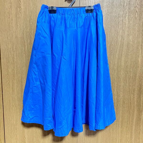 スカート 膝丈スカート フレアスカート ブルー 美品