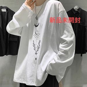 ビッグシルエット タトゥーデザイン プリントTシャツ ロンT 長袖