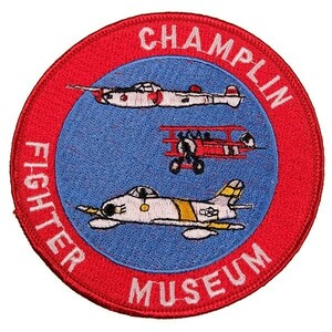 UA17 CHAMPLIN FIGHTER MUSEUM 航空機 丸形 ミリタリー ワッペン パッチ ロゴ エンブレム アメリカ 米国 USA 輸入雑貨