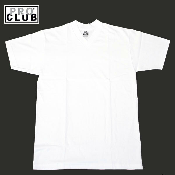 L ラージサイズ PROCLUB プロクラブ プレーン Vネック Tシャツ 白 ホワイト 半袖 無地 LA USA V アメリカ PRO CLUB アスレチック コットン