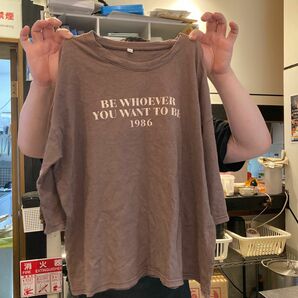 Tシャツ 7分袖 七分袖 ブラウン