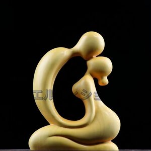 人気推薦★黄楊の木彫りの創作人物の現代のシンプルな木彫りの置物です