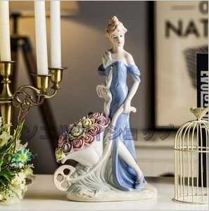 極美品 ★装飾品の人物のバラの娘は近代的な家の居間の寝室の酒棚の玄関の陶磁器の飾り付けを並べます