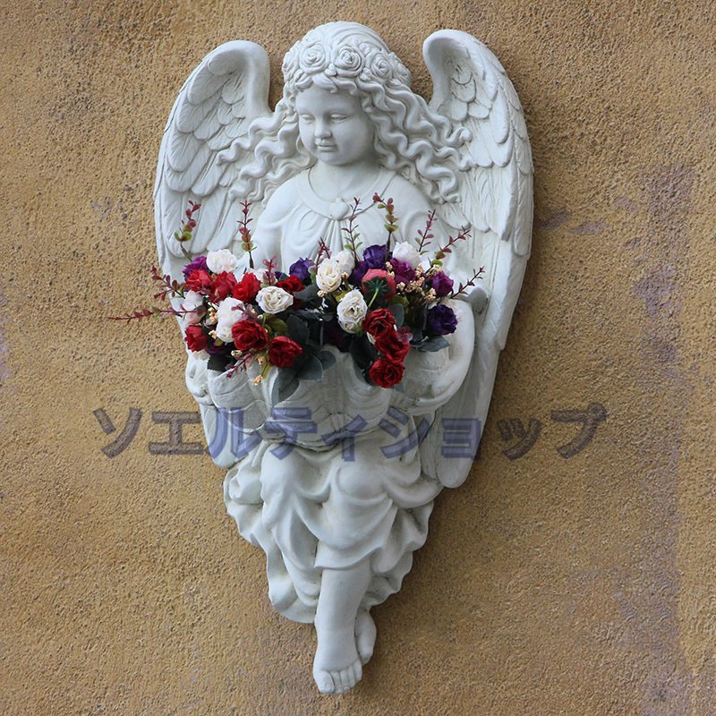 Beautiful item★Angel wall hanging, wall decoration, wall decor, Western sculpture, statue, relief, object, accessory case, interior, miscellaneous goods, resin, handmade, Interior accessories, ornament, Western style
