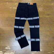 USA正規品 【W32】 WAIMEA ワイメア ストラップベルト付き ストレッチフィット Skinny スキニーパンツ 伸縮性あり ダメージ 黒 ペイズリー_画像7