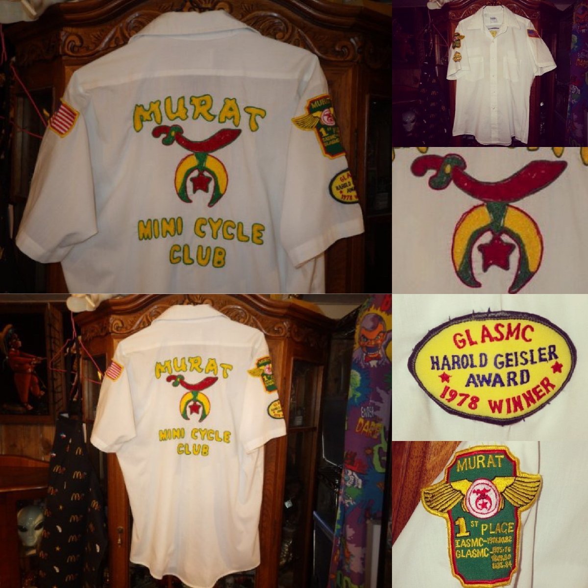 80'S★古着★フリーメイソン★シャツ★白M★半袖★ビンテージ★秘密結社★USA