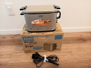 ZOJIRUSHI Zojirushi electric fryer ....EFK-A10-TJ metallic kakao rectangle type approximately 19cm 160*C~200*C electrification has confirmed storage used present condition goods k282