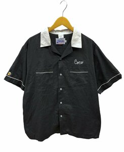 Cruisin USA (クルージンUSA) 古着 半袖ボーリングシャツ オープンカラー 刺繍 プリント入り XL 黒×白 メンズ（DESE）/025