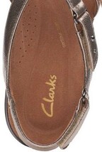 送料無料 Clarks 25cm サンダル メタリック ゴールド ストラップ ヒール レザー 革 ベルクロ エスパ パンプス スニーカー AAA143_画像8