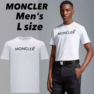 新品未使用 MONCLER モンクレール ロゴ Tシャツ White ホワイト Lサイズ 正規品 ロゴ ネイビー