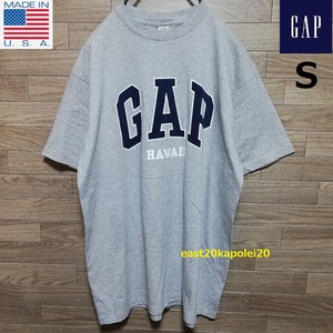 GAP ギャップ HAWAII ハワイ ビッグ ロゴ USA製 メンズ ウェア トップス 半袖 Tシャツ S サイズ グレー アメカジ オーバーサイズ オールド
