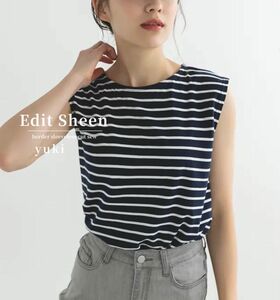 残1【新品/タグ付き】Edit Sheen ボーダーノースリカットソー n×w