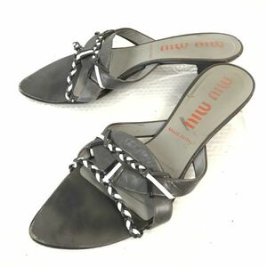  MiuMiu /miumiu* mules / sandals / low heel [37.5/23.5/ gray series /GRAY series ]Shoes/mule/sandal*Q-149