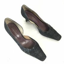 Made in Japan★トラサルディ/trussardi★千鳥格子柄/パンプス【23.5/黒/BLACK】Shoes/pumps◆Q-177_画像2