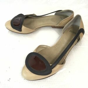 カンペール/CAMPER★レザーサンダル/パンプス【37/23.5/ベージュ×黒】Shoes/sandal◆Q-176