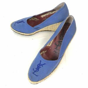 イヴサンローラン/Yves Sain Laurent【34.5/22.5/青/BLUE】天然ゴム/クレープソール/ウェッジソールパンプス/Shoes/pumps◆Q-221