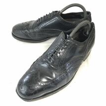 ビンテージ★フローシャイム/FLORSHEIM★本革/フルブローグ/ウイングチップ【9D/26.5-27.0/黒/BLACK】ドレスシューズ/ビジネス◆F-142_画像1