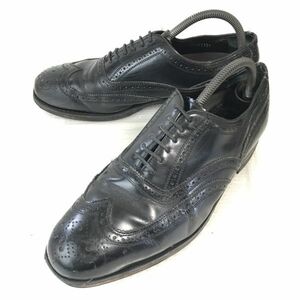 ビンテージ★フローシャイム/FLORSHEIM★本革/フルブローグ/ウイングチップ【9D/26.5-27.0/黒/BLACK】ドレスシューズ/ビジネス◆F-142