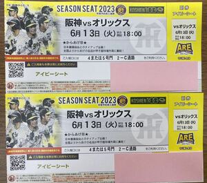 *6 month 13 day ( fire )* Hanshin Tigers vs Orix Koshien . war pair ticket ivy seat 2 sheets 