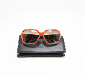 [ unused exhibition goods ] Chanel sunglasses 5124 matelasse orange Brown 