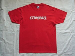 ☆美品☆ 90s USA製 ビンテージ COMPAQ コンパック ロゴ Tシャツ sizeXL 赤 ☆古着 企業物 Apple IBM Microsoft Windows 80s オールド