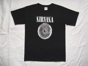 ☆美品☆ 90s USA製 ビンテージ NIRVANA ニルヴァーナ Vestibule サークル Tシャツ sizeL 黒 ☆古着 WILD OATS カート・コバーン SLIVER