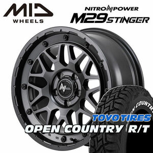 送料無料 デリカD:5 等に ナイトロパワー M29 STINGER バレルブラック 225/70R16 TOYO オープンカントリー R/T ホワイトレター