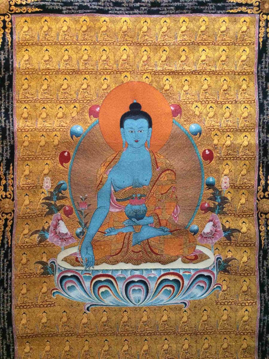 Swastika Buddhist Art [108 Tathagata Yakushi Nyorai Woven Fabric] 90cm Search; Meditation, Worldly Desires, Embroidery, Shakyamuni, Buddha, Kannon, Bodhisattva, Buddhist Statue, Buddhist Painting B7, Painting, Japanese painting, person, Bodhisattva