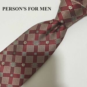 【美品】　PERSON'S FOR MEN ネクタイ　ロゴ　派手　綿100%