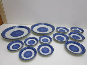 ku196* Arita . ceramics large plate * medium-sized dish * small plate set * unused 