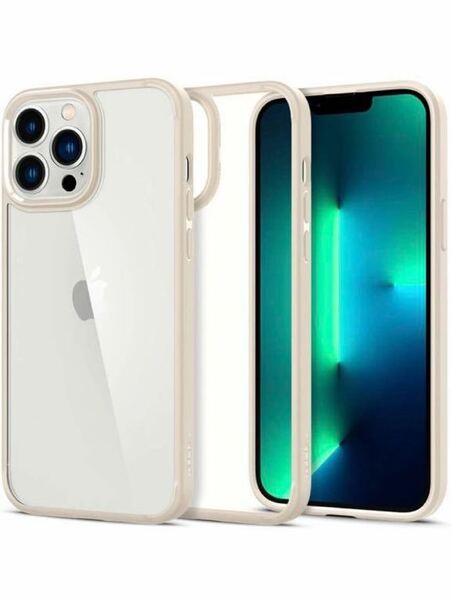 K-80 Spigen iPhone 13 Pro Max ケース クリア TPU バンパーケース 米軍MIL規格取得ウルトラ・ハイブリッド ACS03208 (サンド・ベージュ