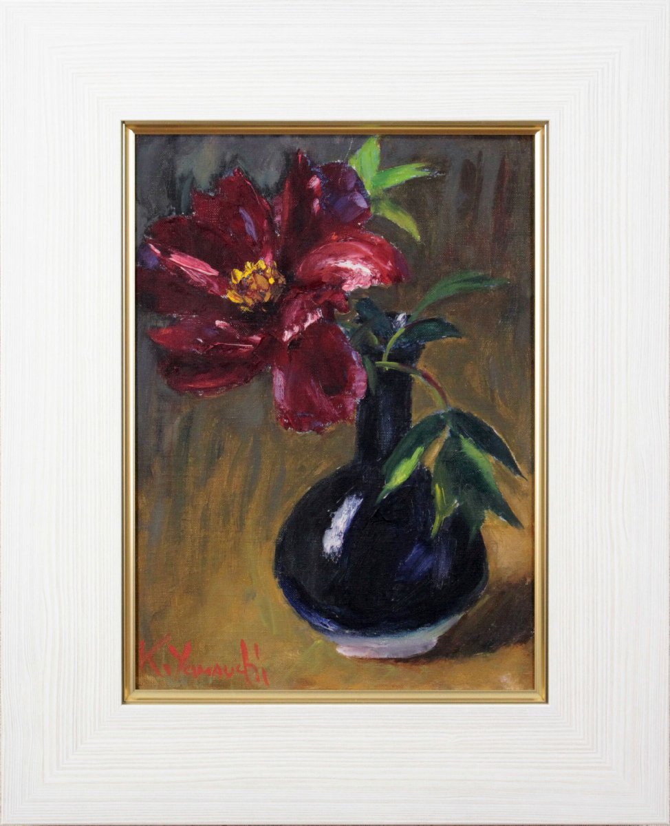 Kazuhiko Yamauchi Pfingstrosenblüten-Ölgemälde [Authentizität garantiert] Gemälde - Hokkaido Gallery, Malerei, Ölgemälde, Stillleben