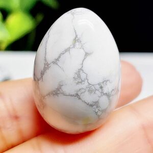 【超美品】 ハウライト　玉子　卵型　置物　天然石　87