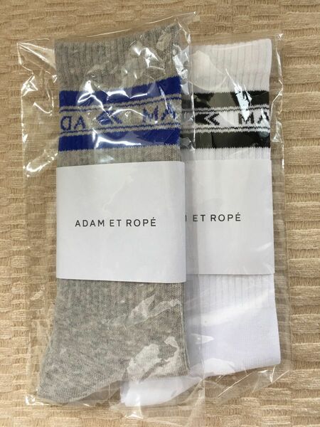 新品未使用 ADAM ET ROPE' アダムエロペ ロゴラインソックス 2P