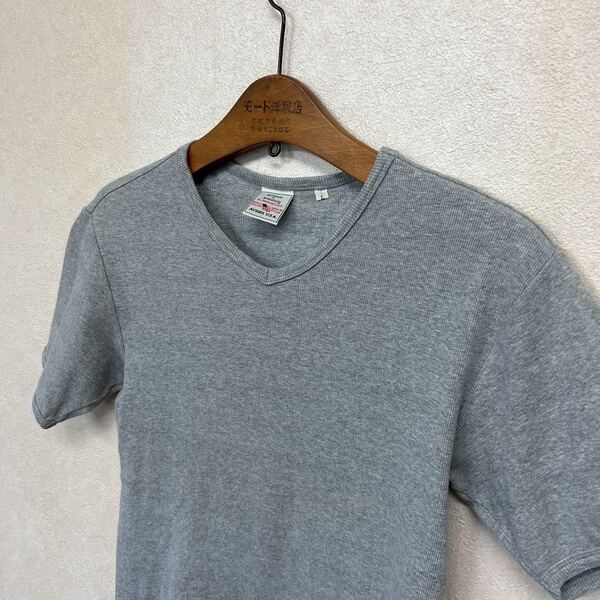 AVREX 伸縮 VネックTシャツ グレー M
